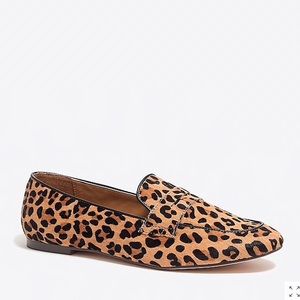 J Crew Factory Calf-hair Penny Loafers in Leopard